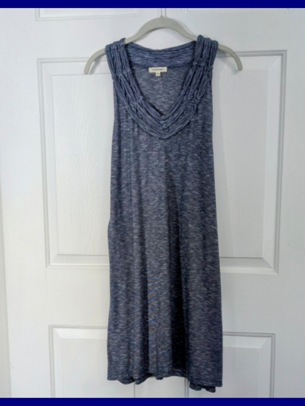 Max Studio Sleeveless Navy Blue Heather V-Neck Summer Knit Dress